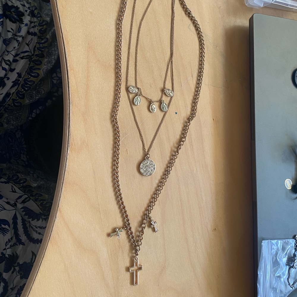 Layered Gold Tone Necklace Set